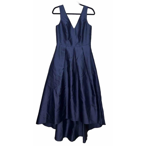 Alfred Sung Midnight Navy Sateen Twill High Low Cocktail Dress Gown New Size 10 - Picture 3 of 14